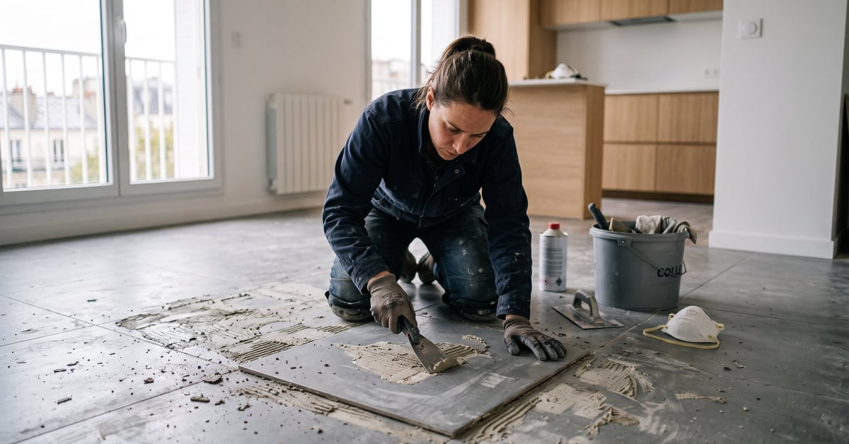 Enlever la colle sur carrelage : méthodes efficaces selon le type de colle
