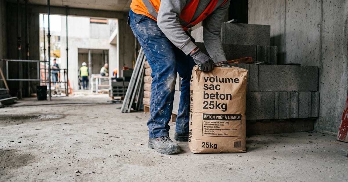 Volume d’un sac de béton 25 kg : calcul et rendement réel